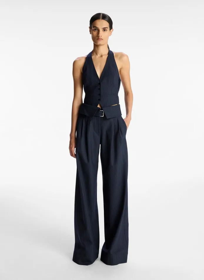 Women Jackets and Coats ALC Woodson Pinstripe Vest Navy