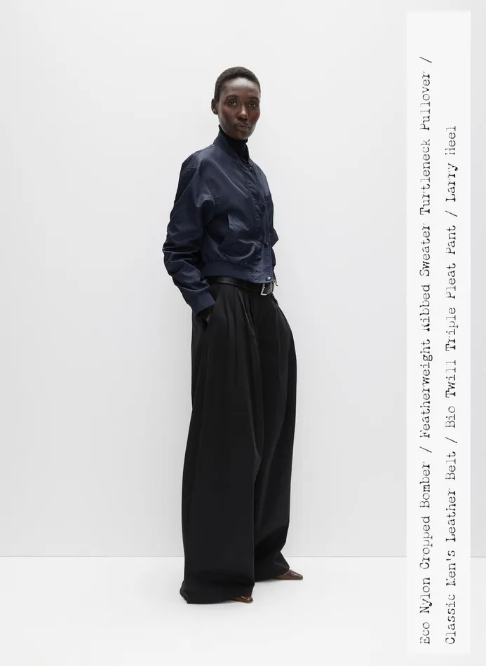 Women Jackets and Outerwear Tibi Eco Nylon Cropped Bomber Midnight Navy