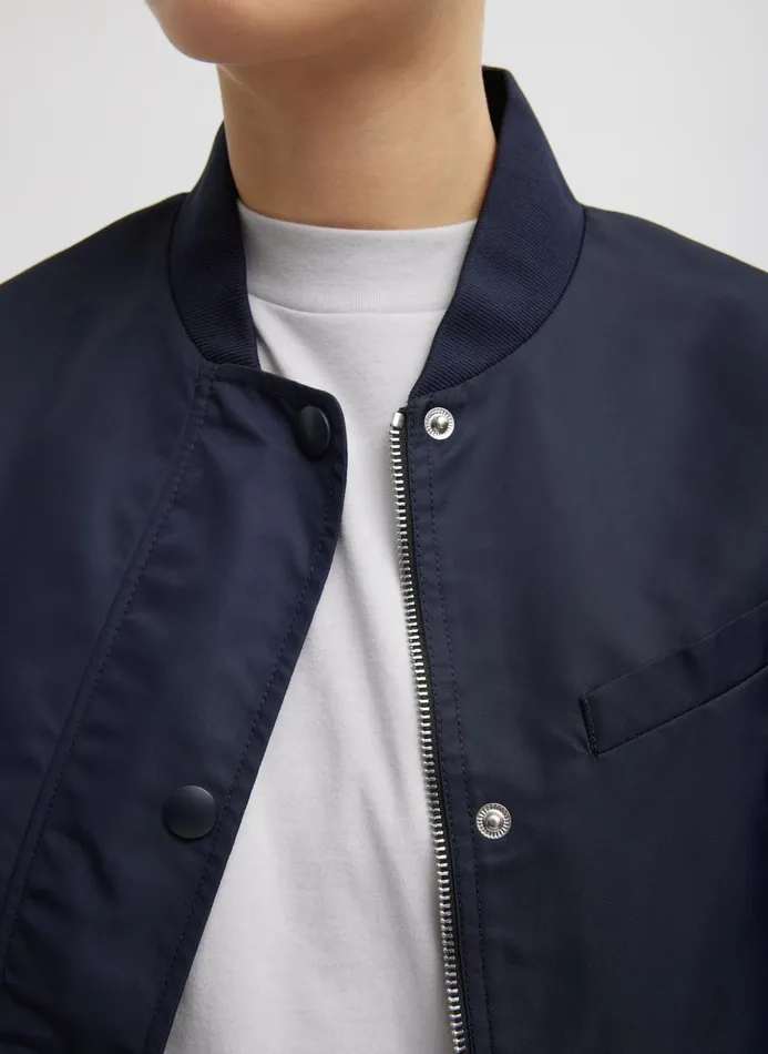 Women Jackets and Outerwear Tibi Eco Nylon Cropped Bomber Midnight Navy