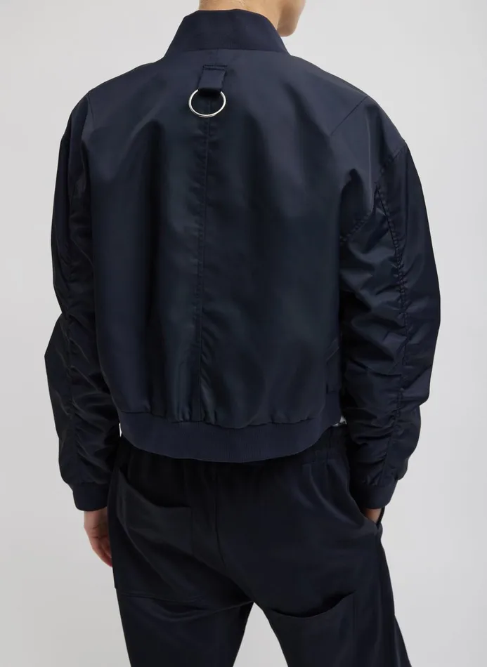 Women Jackets and Outerwear Tibi Eco Nylon Cropped Bomber Midnight Navy