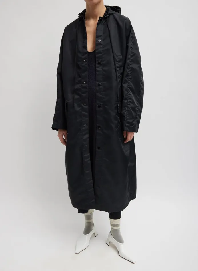Women Jackets and Outerwear Tibi Eco Nylon Hooded Coat Midnight Navy