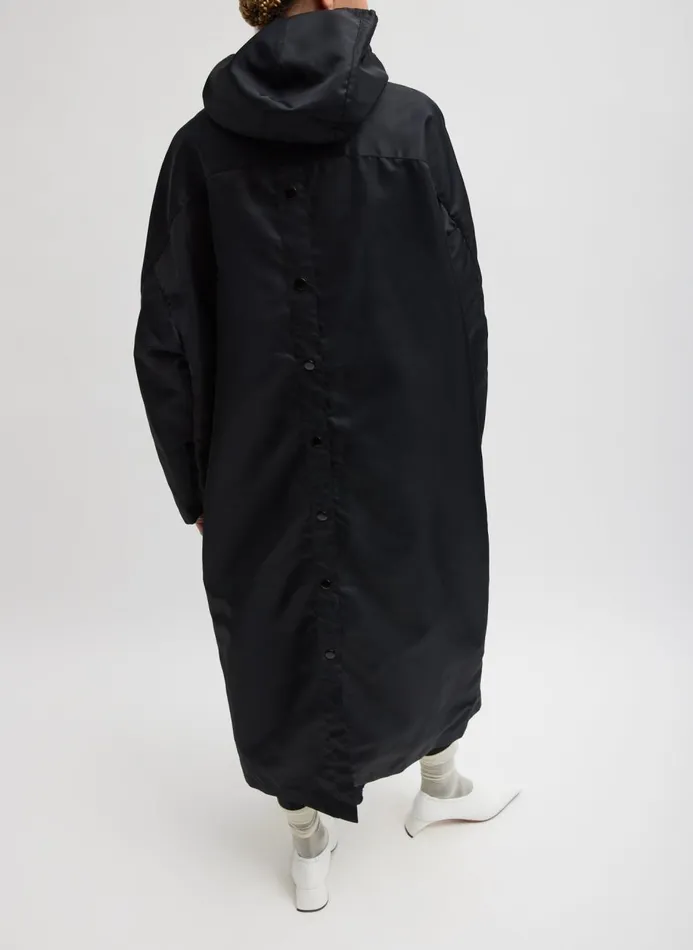 Women Jackets and Outerwear Tibi Eco Nylon Hooded Coat Midnight Navy