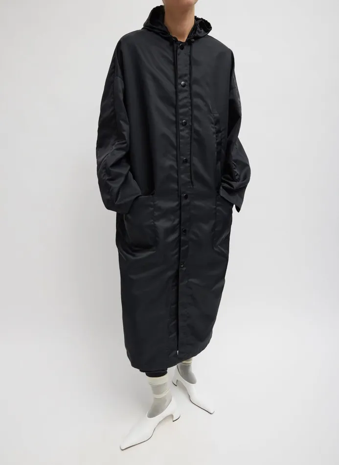 Women Jackets and Outerwear Tibi Eco Nylon Hooded Coat Midnight Navy