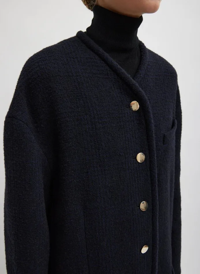 Women Jackets and Outerwear Tibi Majeur Boucle Cardigan Carcoat Blacknavy Multi