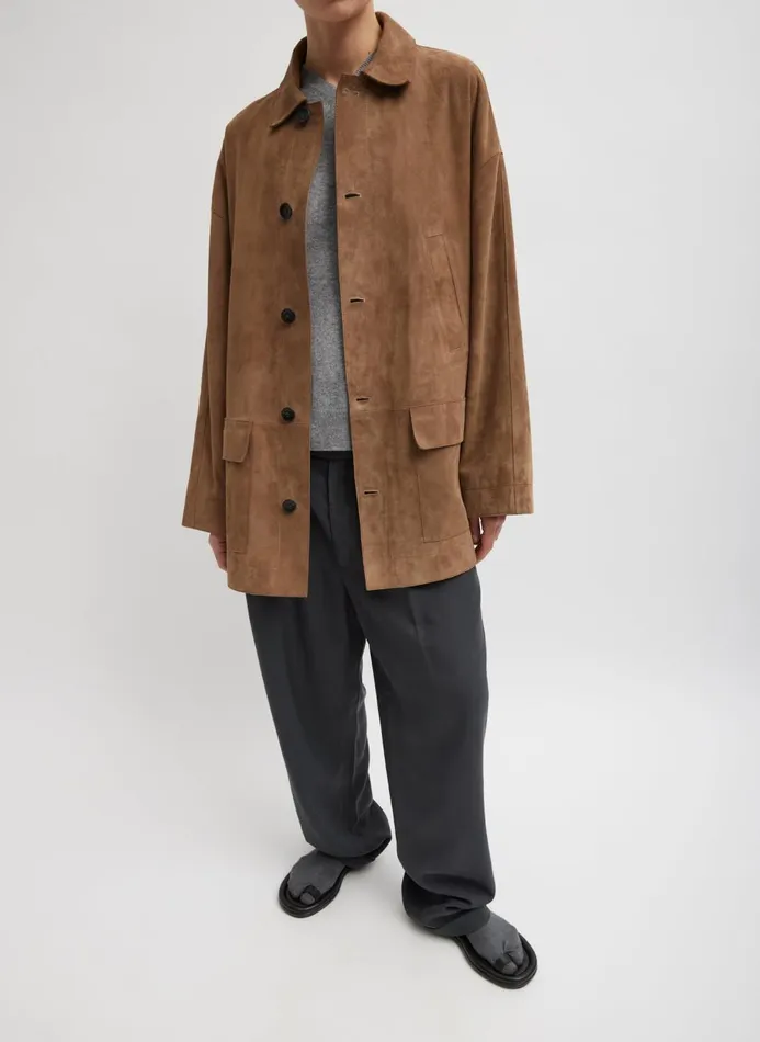 Women Jackets and Outerwear Tibi Suede Carcoat Tan