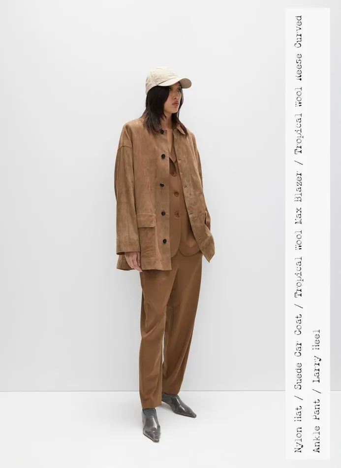 Women Jackets and Outerwear Tibi Suede Carcoat Tan