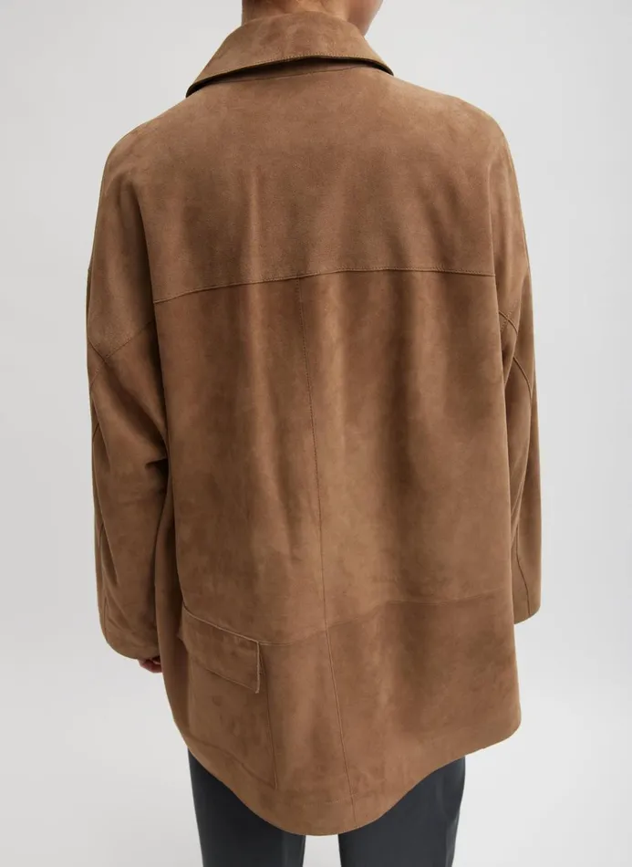 Women Jackets and Outerwear Tibi Suede Carcoat Tan