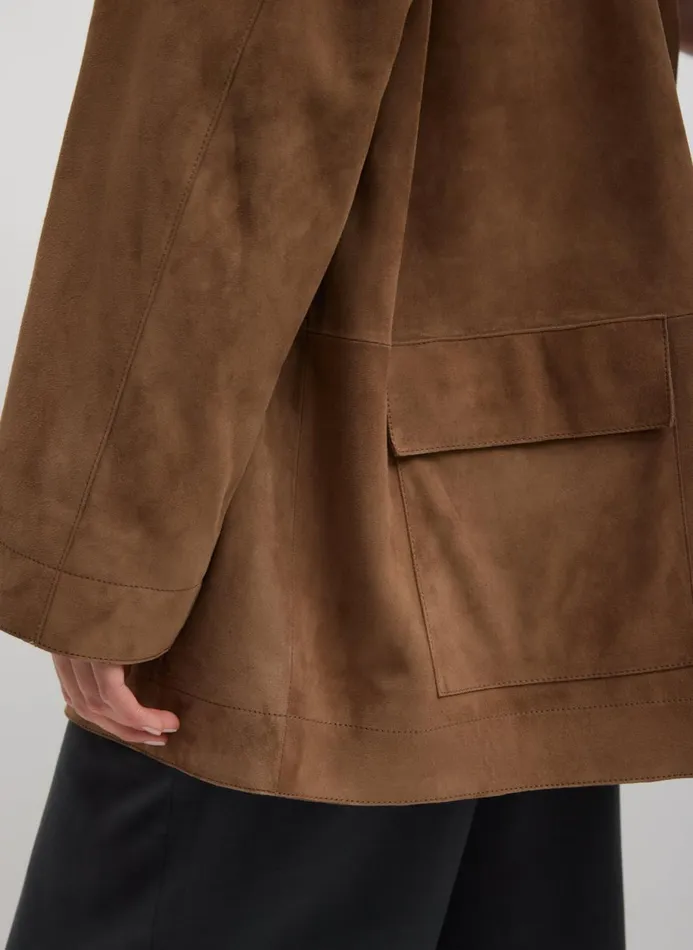 Women Jackets and Outerwear Tibi Suede Carcoat Tan