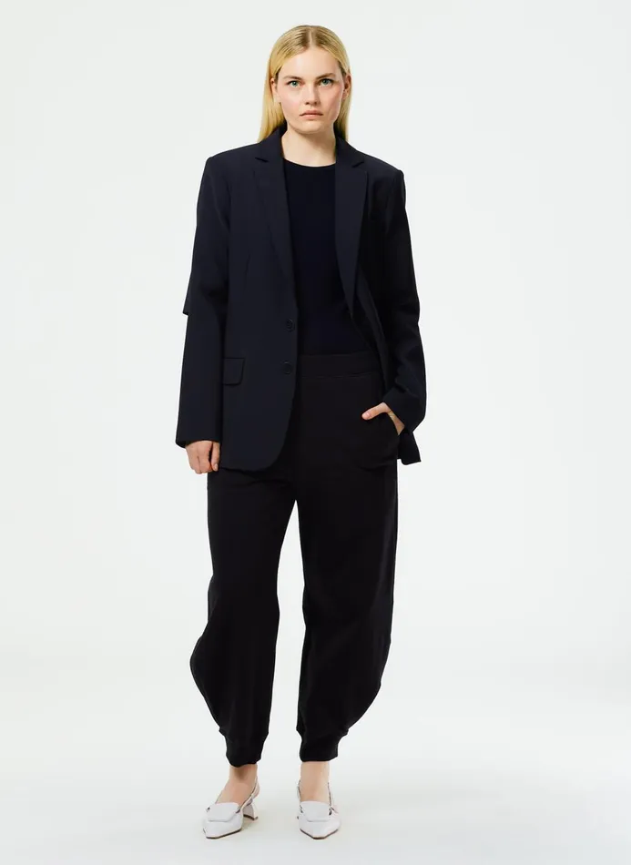 Women Jackets and Outerwear Tibi Tropical Wool Cutout Sleeve Marlon Blazer Navy Women Jackets and Outerwear Tibi Tropical Wool Cutout Sleeve Marlon Blazer Navy