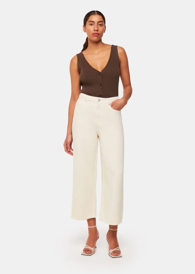 Women Jeans Whistles White Wide Leg Cropped Jean