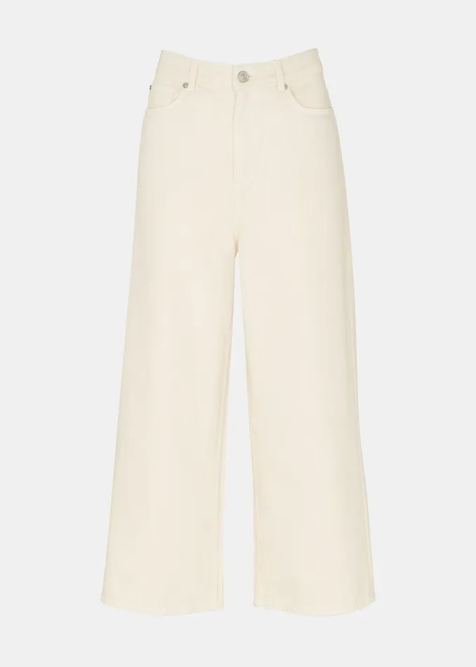 Women Jeans Whistles White Wide Leg Cropped Jean