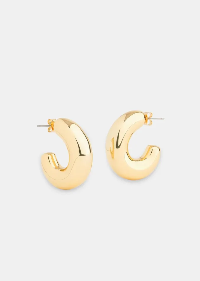 Women Jewellery Whistles Gold Bulbous Curved Hoop
