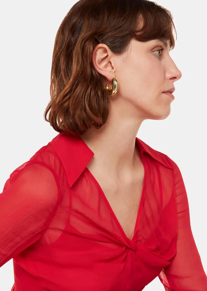 Women Jewellery Whistles Gold Bulbous Curved Hoop