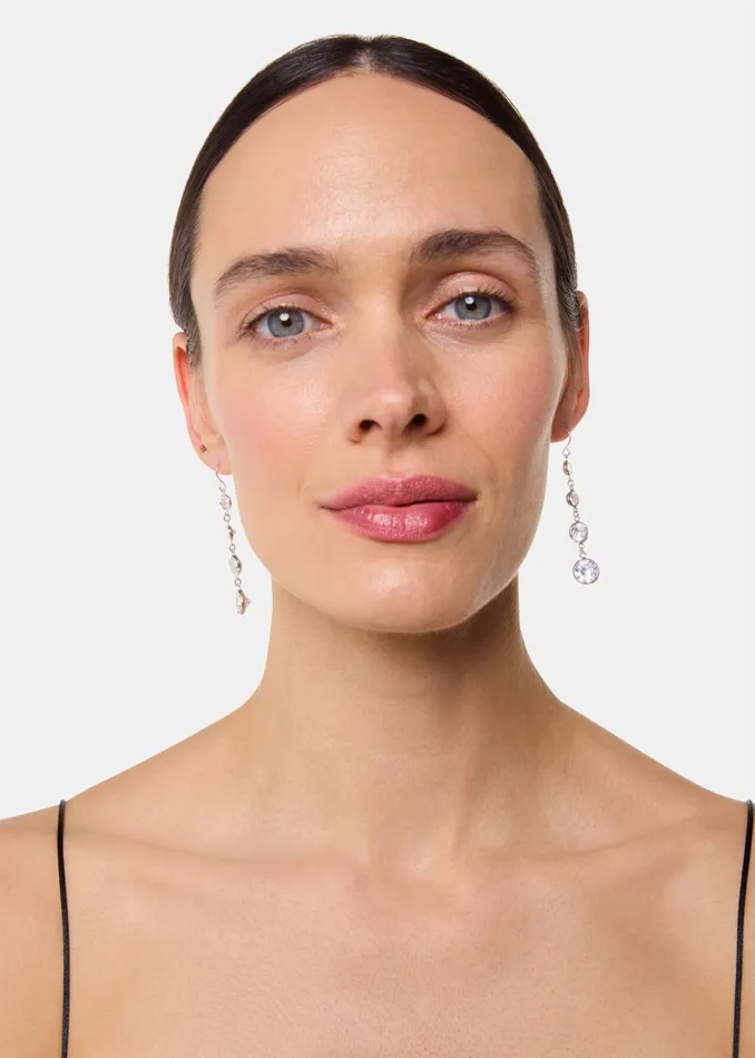 Women Jewellery Whistles Silver Clear Gem Drop Earring