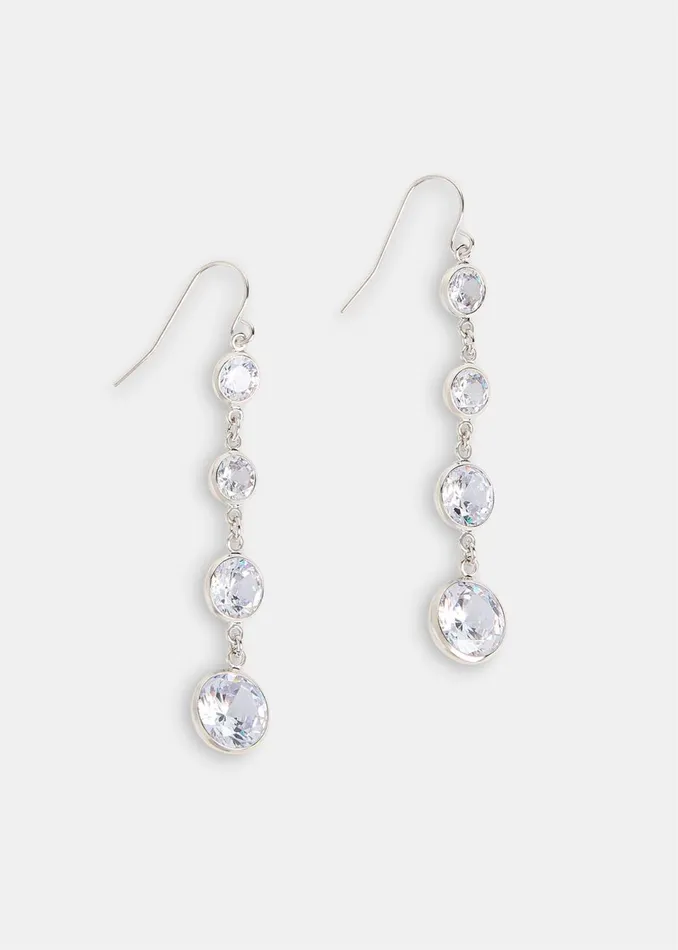 Women Jewellery Whistles Silver Clear Gem Drop Earring