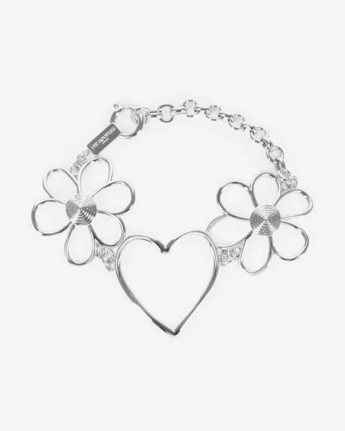 Women Jewelry The Kooples Silver Hearts And Flowers Bracelet Silver