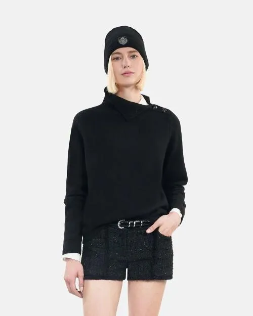 Women Jumpers and Cardigans The Kooples Black Wool Sweater Black