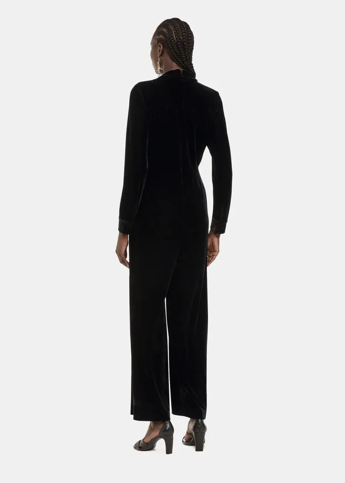 Women Jumpsuits Whistles Black Wrap Velvet Jumpsuit