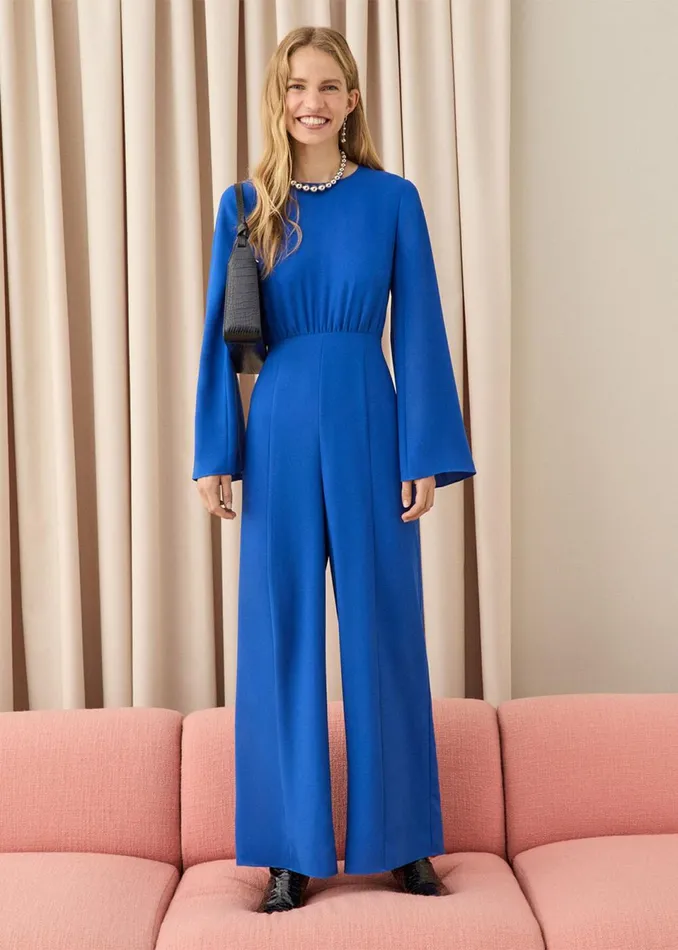 Women Jumpsuits Whistles Blue Bonnie Gathered Jumpsuit