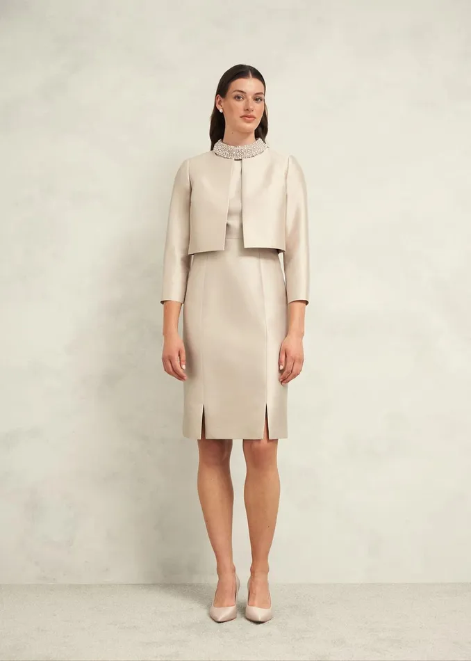 Women Katherine Wool Silk Jacket Oyster Hobbs Coats and Jackets