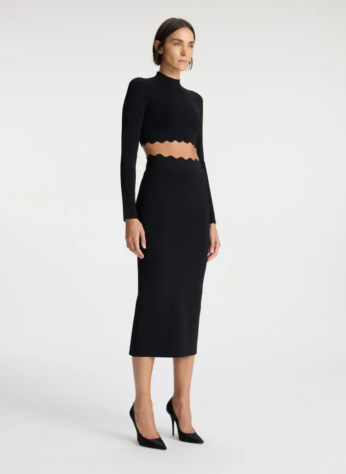 Women Knitwear ALC Quincy Scalloped Knit Midi Skirt Black