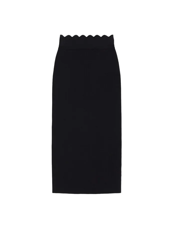 Women Knitwear ALC Quincy Scalloped Knit Midi Skirt Black