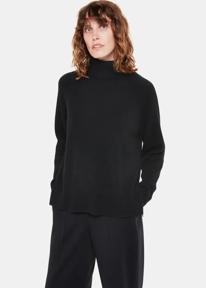 Women Knitwear and Cashmere Whistles Black Cashmere Roll Neck Jumper