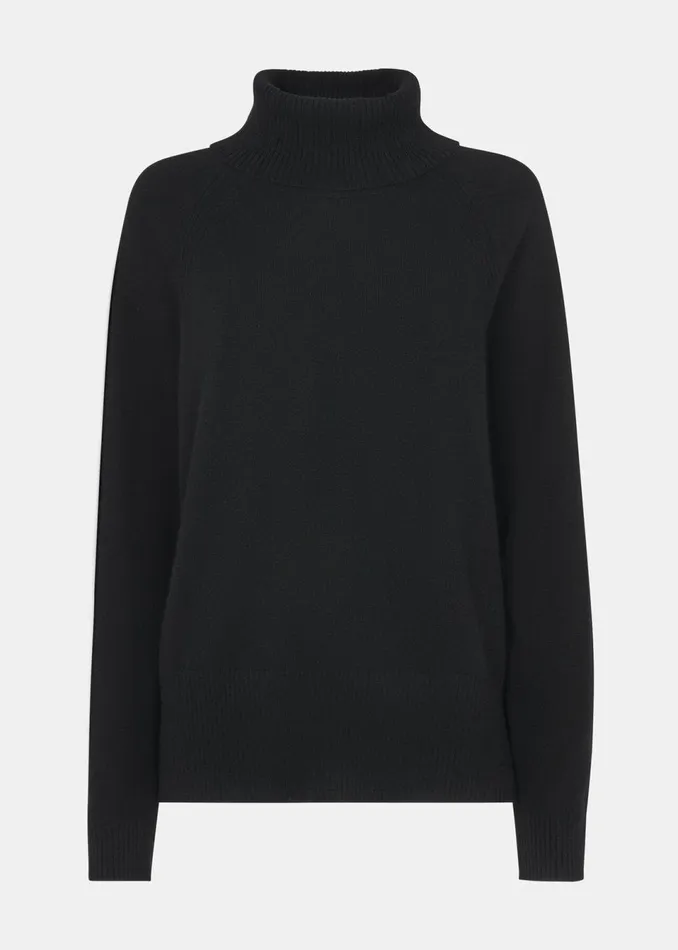 Women Knitwear and Cashmere Whistles Black Cashmere Roll Neck Jumper