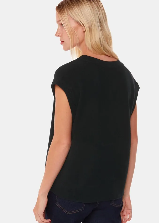 Women Knitwear and Cashmere Whistles Black Cashmere V Neck Tank