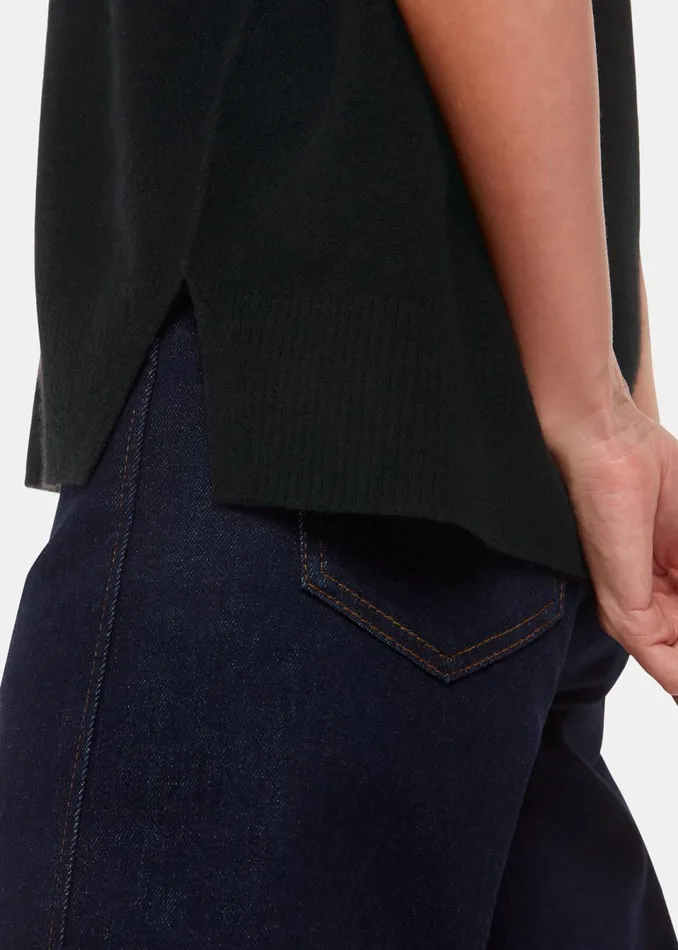 Women Knitwear and Cashmere Whistles Black Cashmere V Neck Tank
