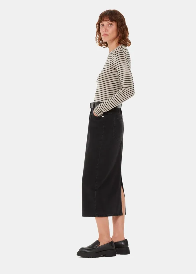 Women Knitwear and Cashmere Whistles Black Fine Crew Stripe Knit