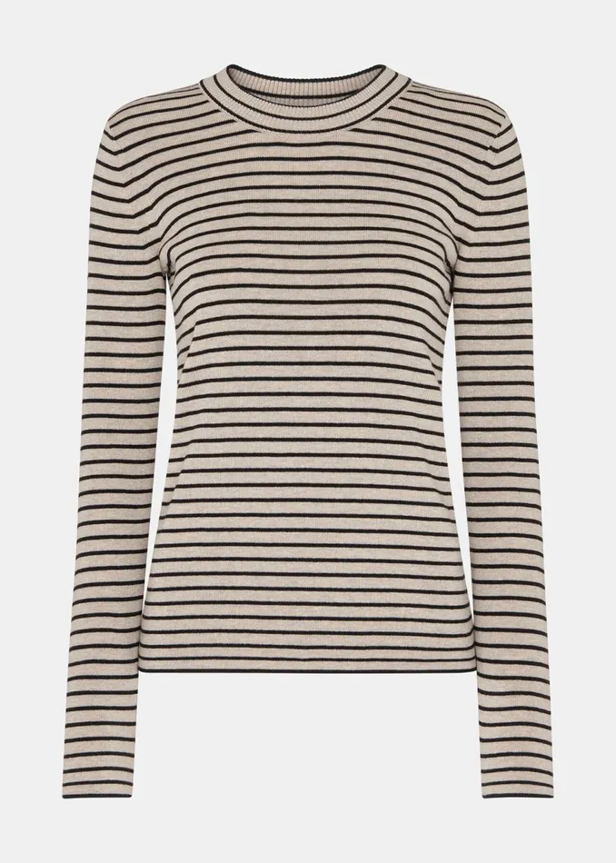 Women Knitwear and Cashmere Whistles Black Fine Crew Stripe Knit