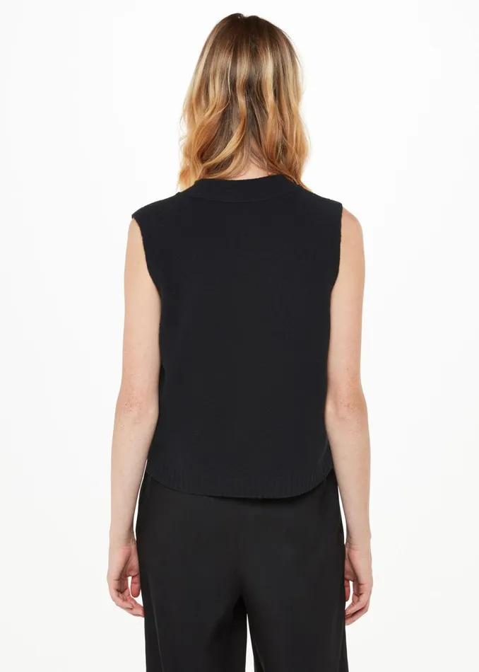 Women Knitwear and Cashmere Whistles Black Wool Button Through Tank