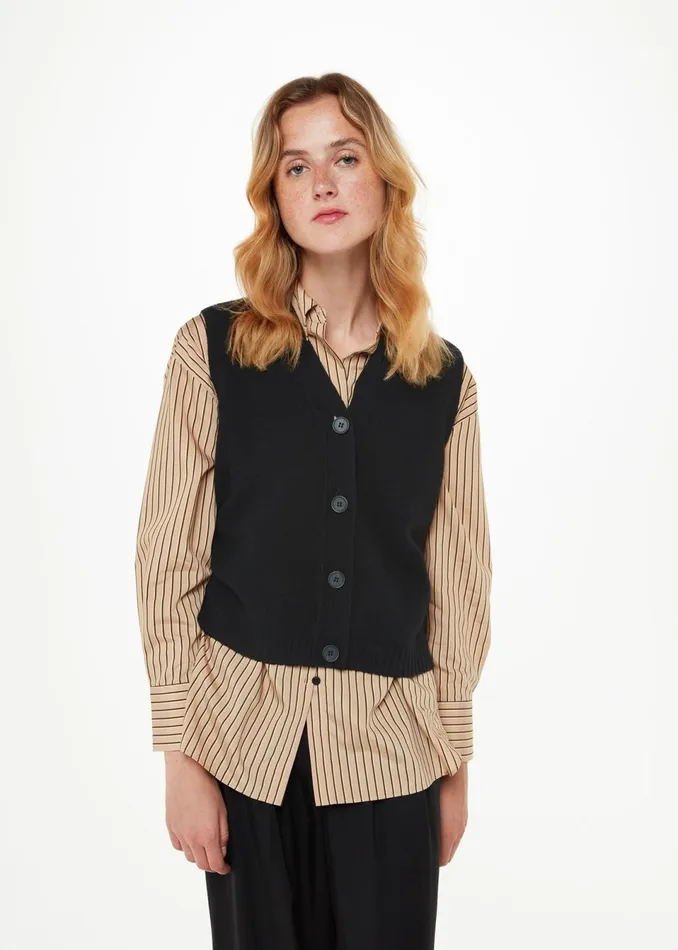 Women Knitwear and Cashmere Whistles Black Wool Button Through Tank
