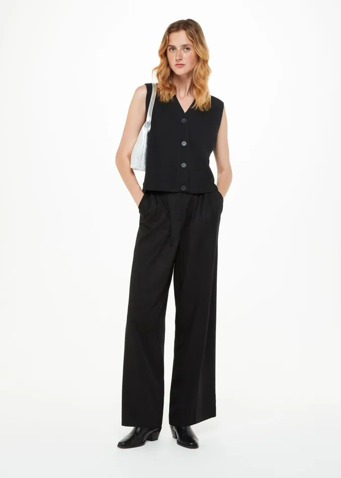 Women Knitwear and Cashmere Whistles Black Wool Button Through Tank