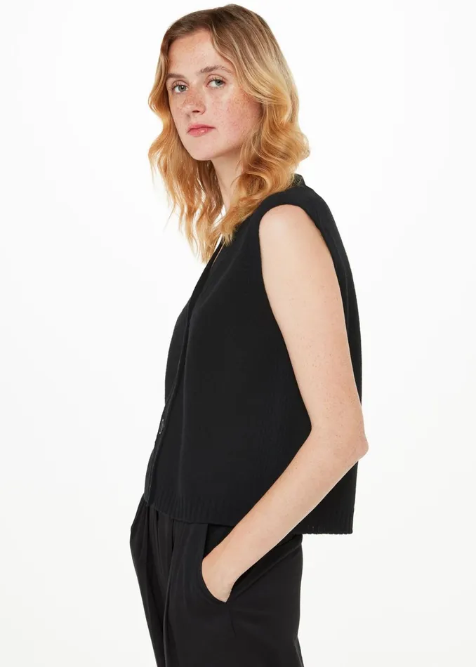 Women Knitwear and Cashmere Whistles Black Wool Button Through Tank
