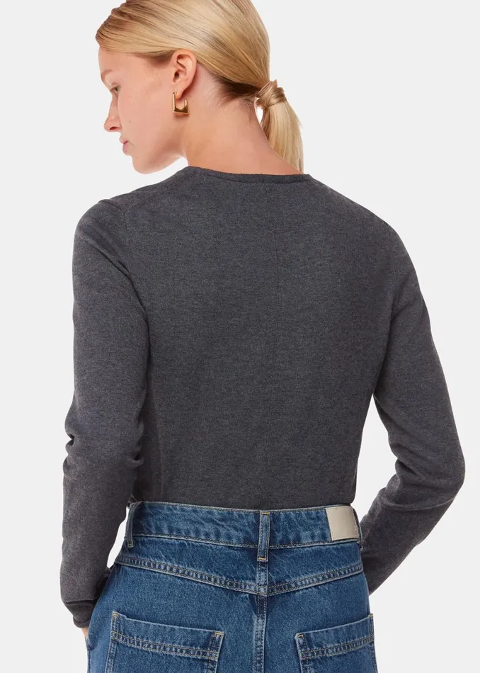 Women Knitwear and Cashmere Whistles Dark Grey Mila V Neck Knit