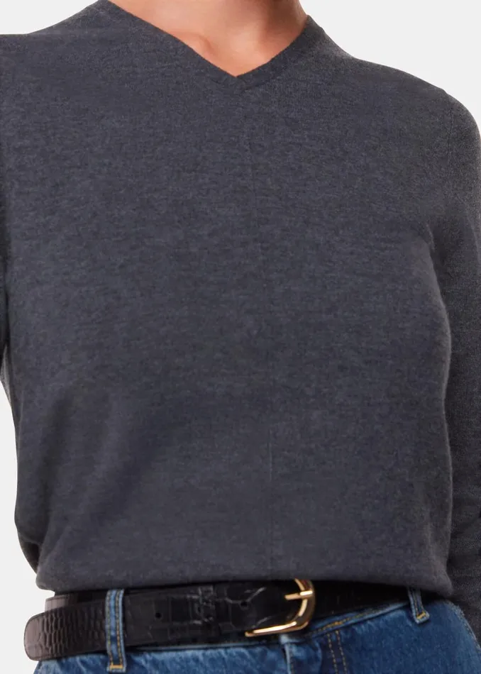 Women Knitwear and Cashmere Whistles Dark Grey Mila V Neck Knit