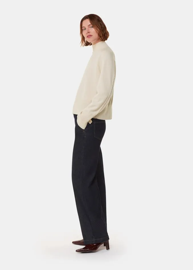 Women Knitwear and Cashmere Whistles Ivory Cashmere Funnel Neck