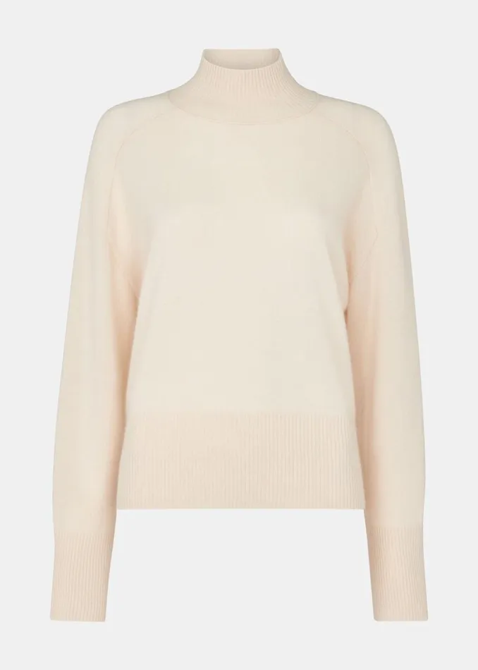 Women Knitwear and Cashmere Whistles Ivory Cashmere Funnel Neck