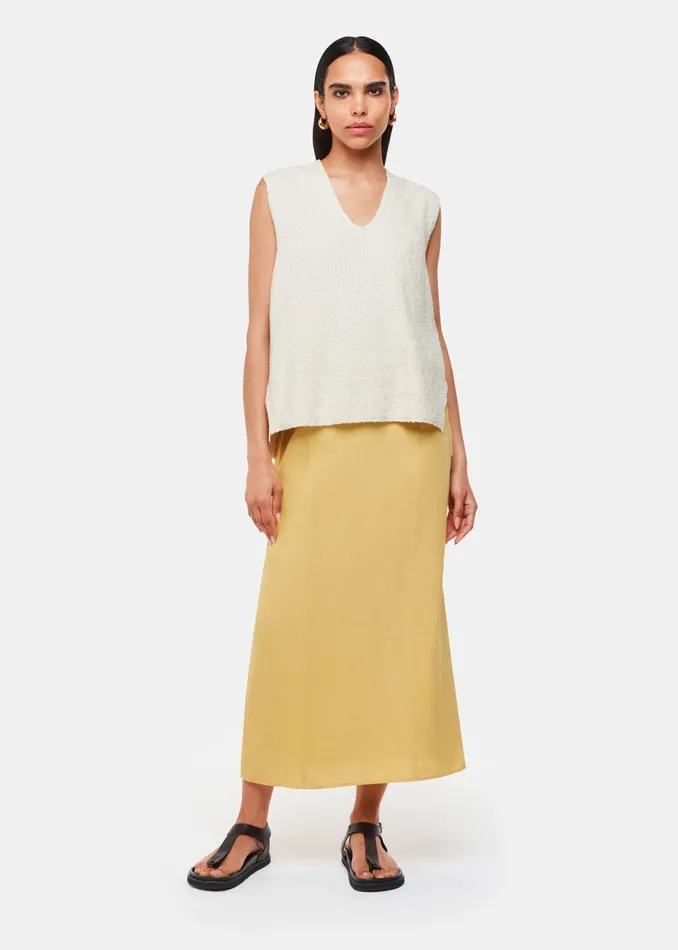 Women Knitwear and Cashmere Whistles Ivory Cotton Textured V Neck Tank