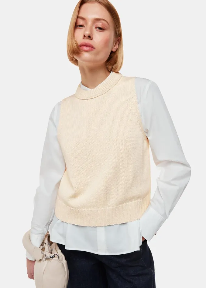 Women Knitwear and Cashmere Whistles Ivory Indie Rib Detail Tank