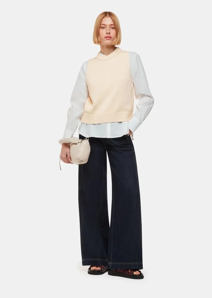 Women Knitwear and Cashmere Whistles Ivory Indie Rib Detail Tank