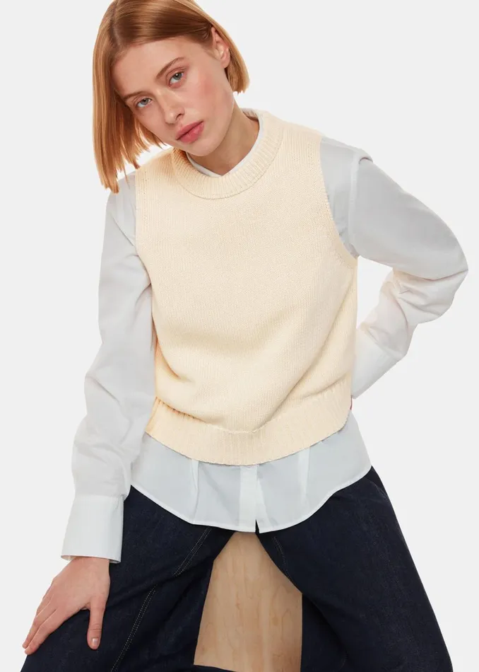 Women Knitwear and Cashmere Whistles Ivory Indie Rib Detail Tank