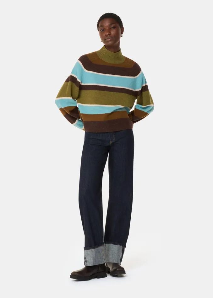 Women Knitwear and Cashmere Whistles Multicolour Wool Stripe Funnel Neck Knit Women Knitwear and Cashmere Whistles Multicolour Wool Stripe Funnel Neck Knit