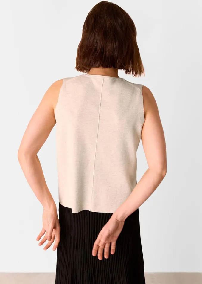 Women Knitwear and Cashmere Whistles Oatmeal Lucy Button Front Knit Tank