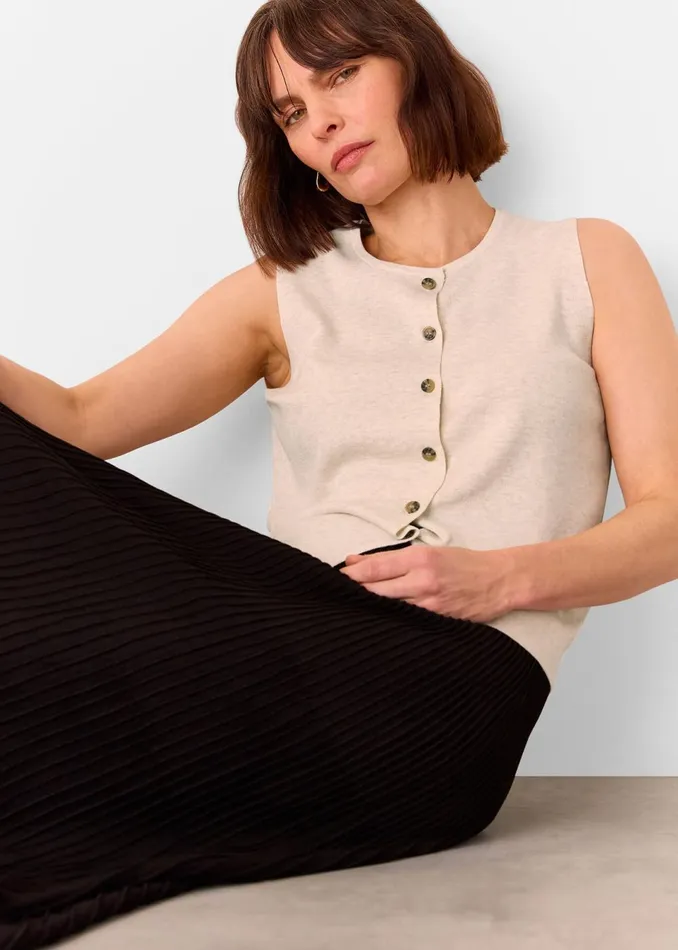Women Knitwear and Cashmere Whistles Oatmeal Lucy Button Front Knit Tank