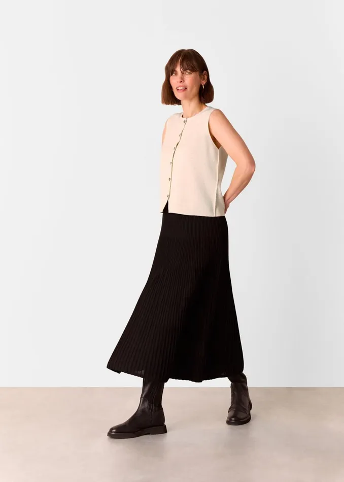 Women Knitwear and Cashmere Whistles Oatmeal Lucy Button Front Knit Tank