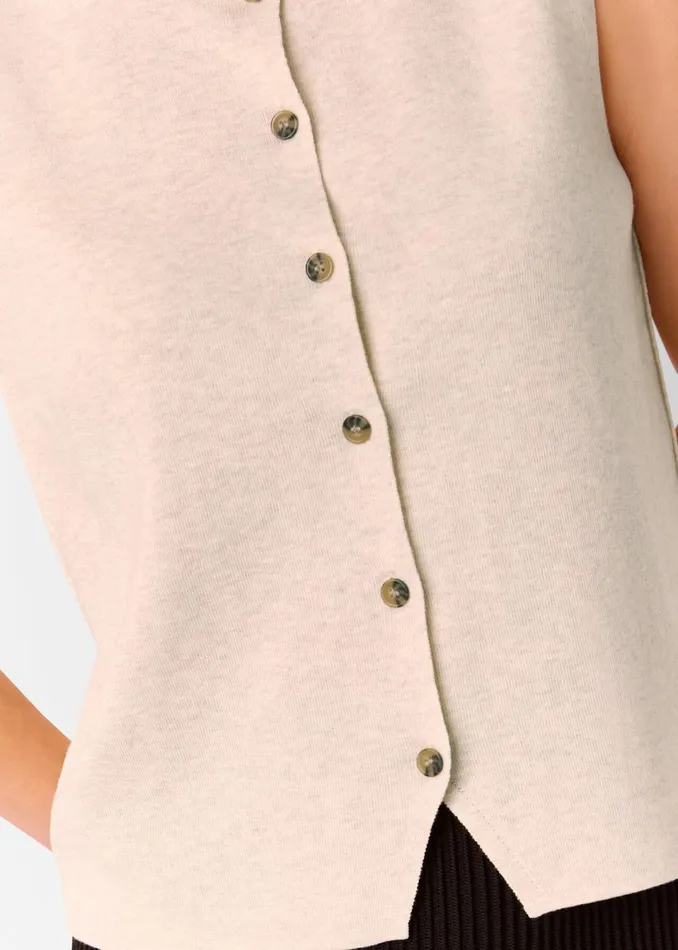 Women Knitwear and Cashmere Whistles Oatmeal Lucy Button Front Knit Tank