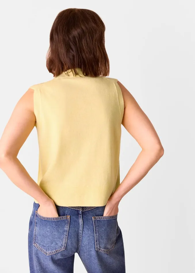 Women Knitwear and Cashmere Whistles Yellow Wool V Neck Button Front Tank